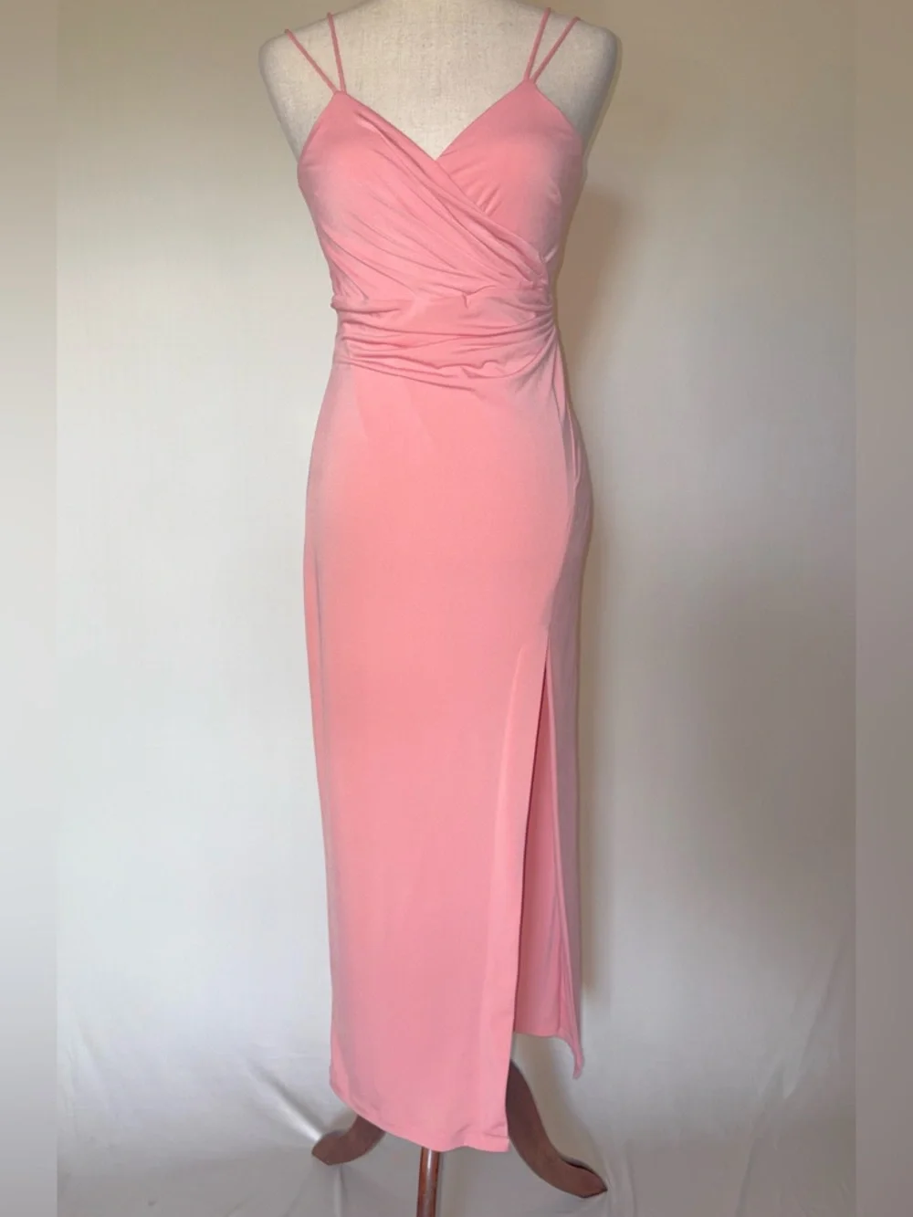 Bardot Nadia Spaghetti-Strap Maxi Dress with High Slit in Sherbert Size XS/4
